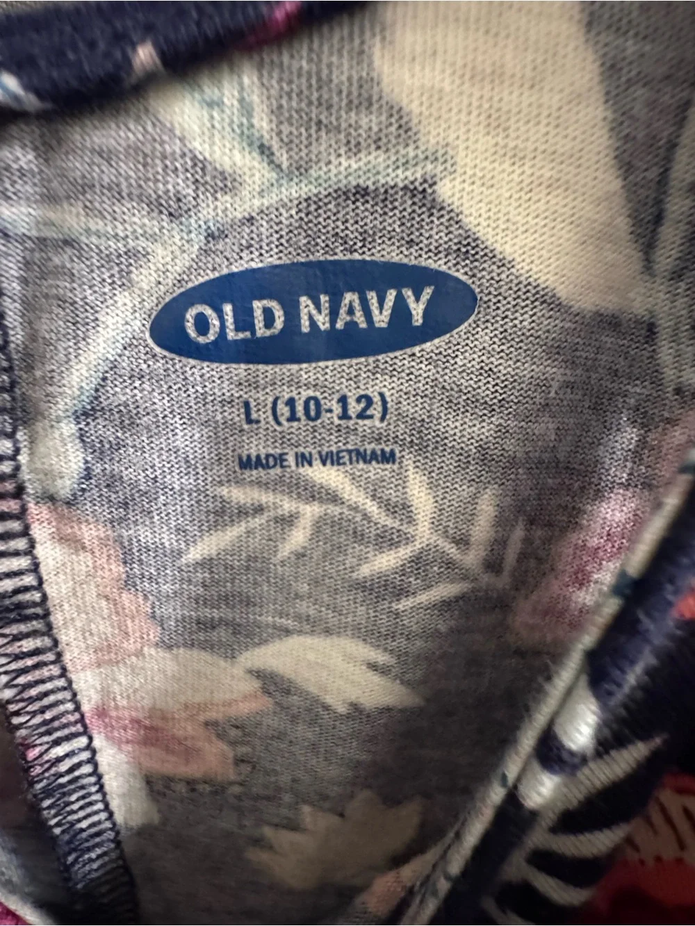 Old Navy Navy Floral Fit-and-Flare Dress with Pink and Orange Blooms-0038
